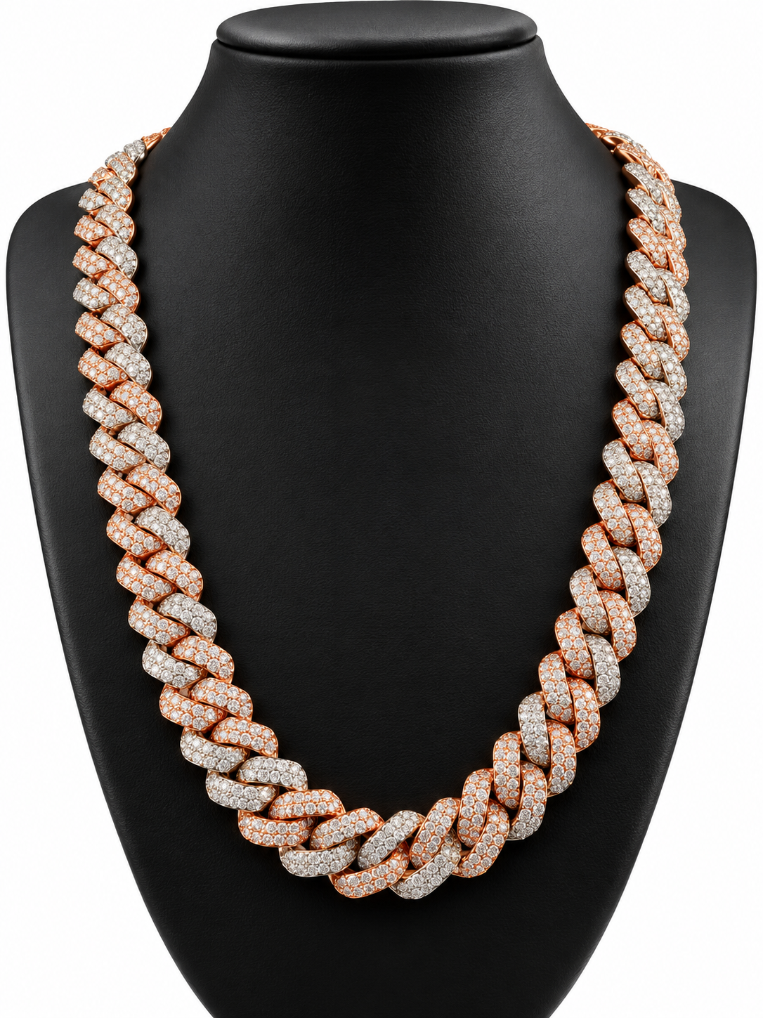 Luxury Rose Gold & White Diamond Hip Hop Men Necklace Chain