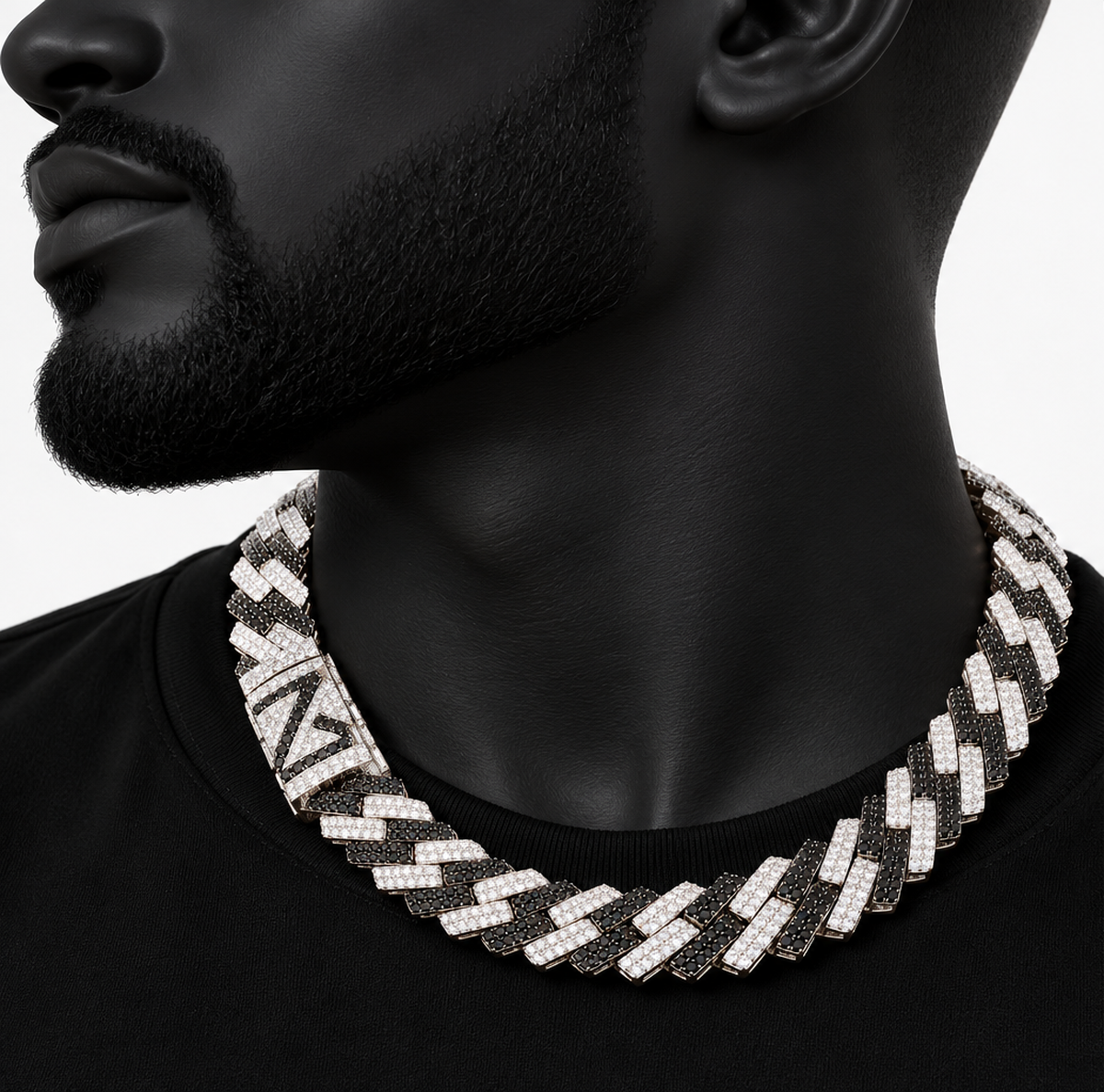 10MM Rapper Style Black & White Cuban Chain