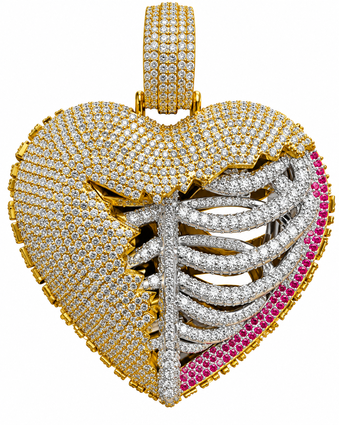 Ribcage Heart Iced Out Pendant