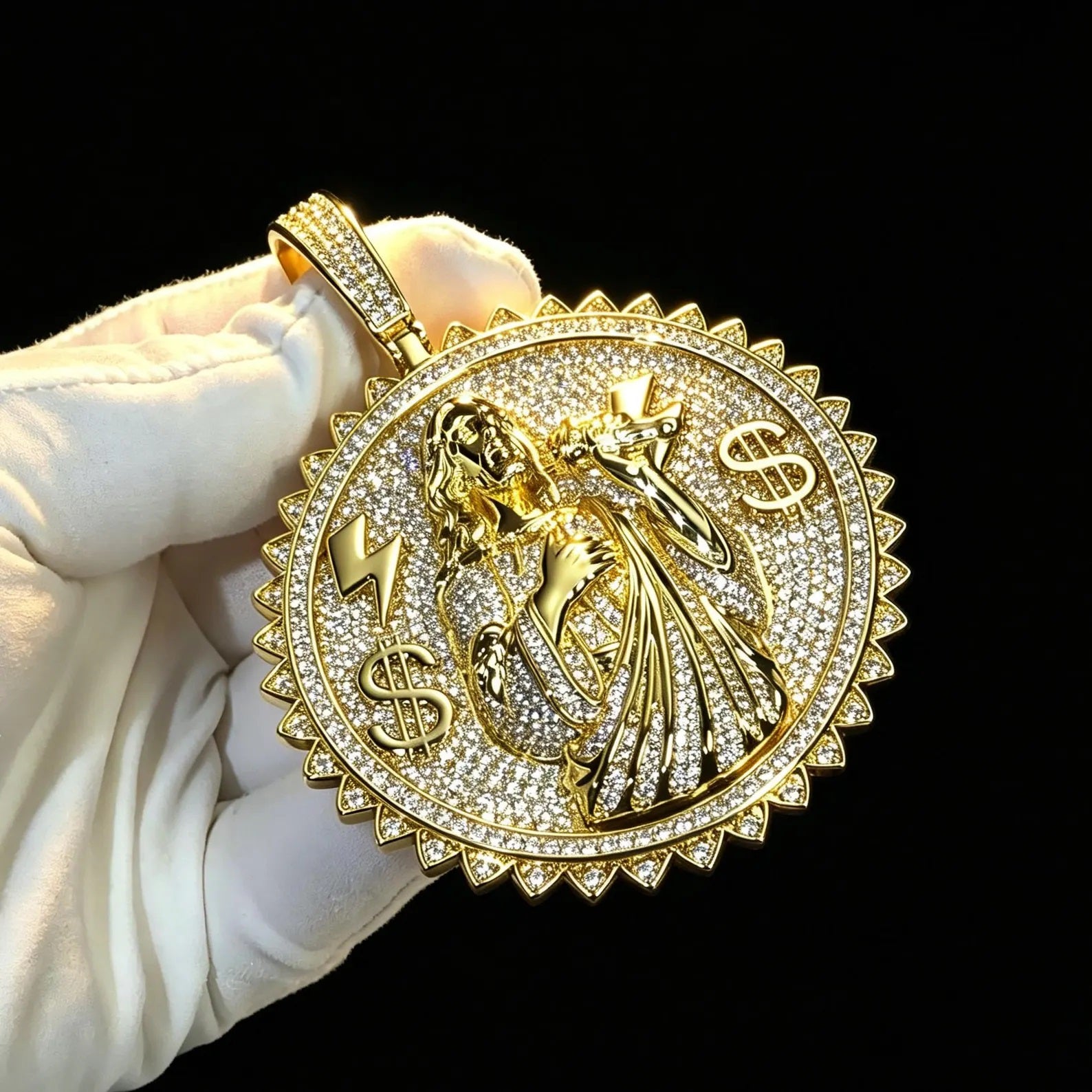 Iced Out Jesus Singing Pendant For Men's