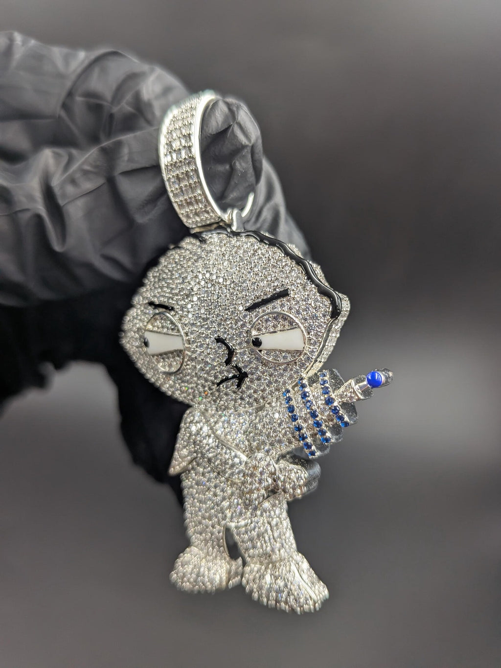 Iced Out Street Style Cartoon Silver Pendant
