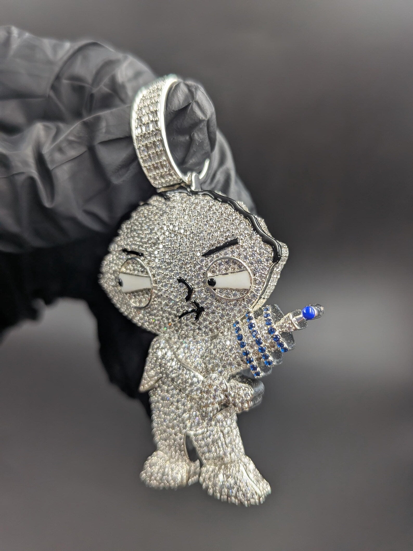 Iced Out Street Style Cartoon Silver Pendant
