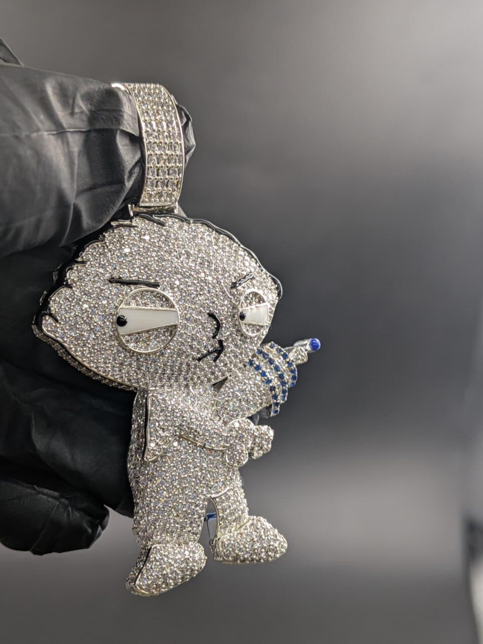 Iced Out Street Style Cartoon Silver Pendant