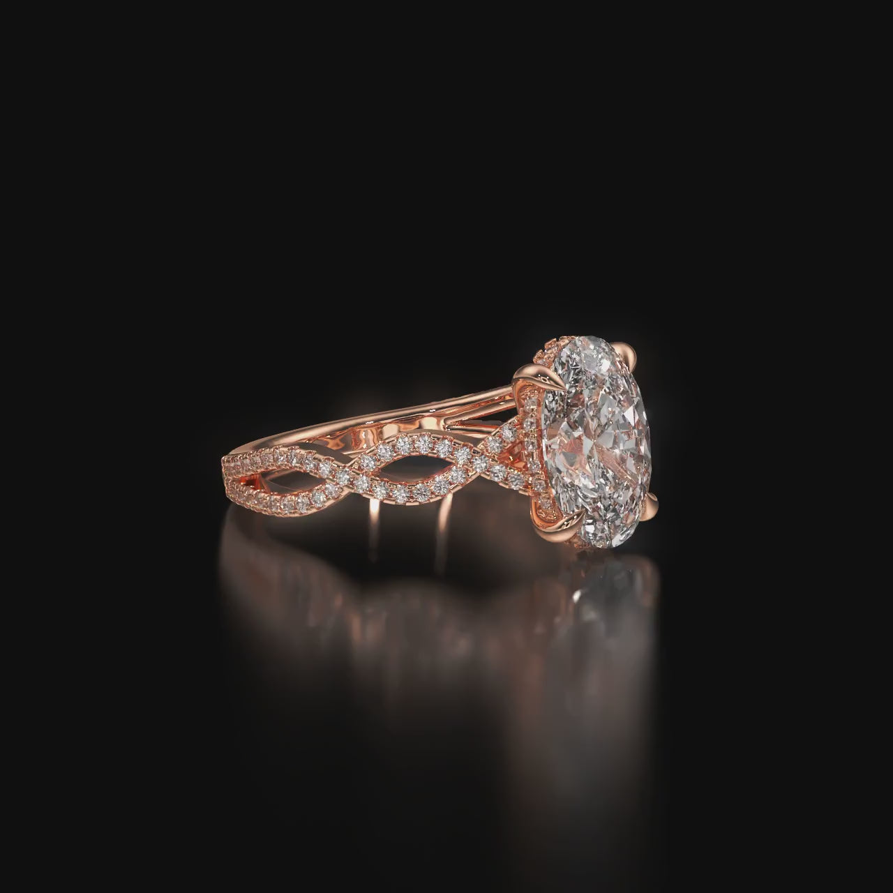 Twisted Oval Cut Solitaire Engagement Ring For Women's