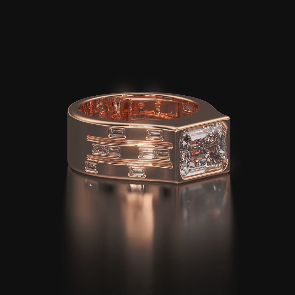 Bold Emerald Cut Silver Ring For Men's