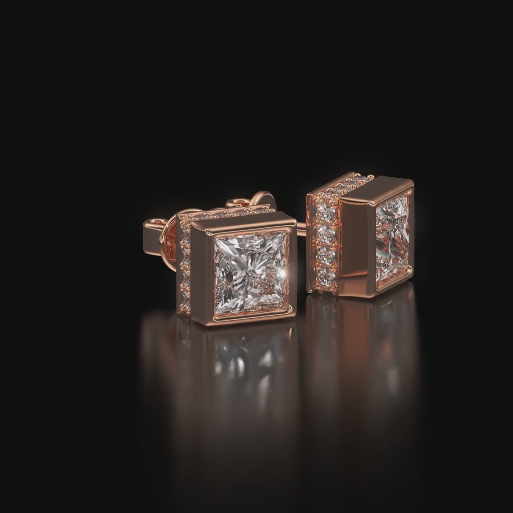 Men’s Square Moissanite Stud Earrings