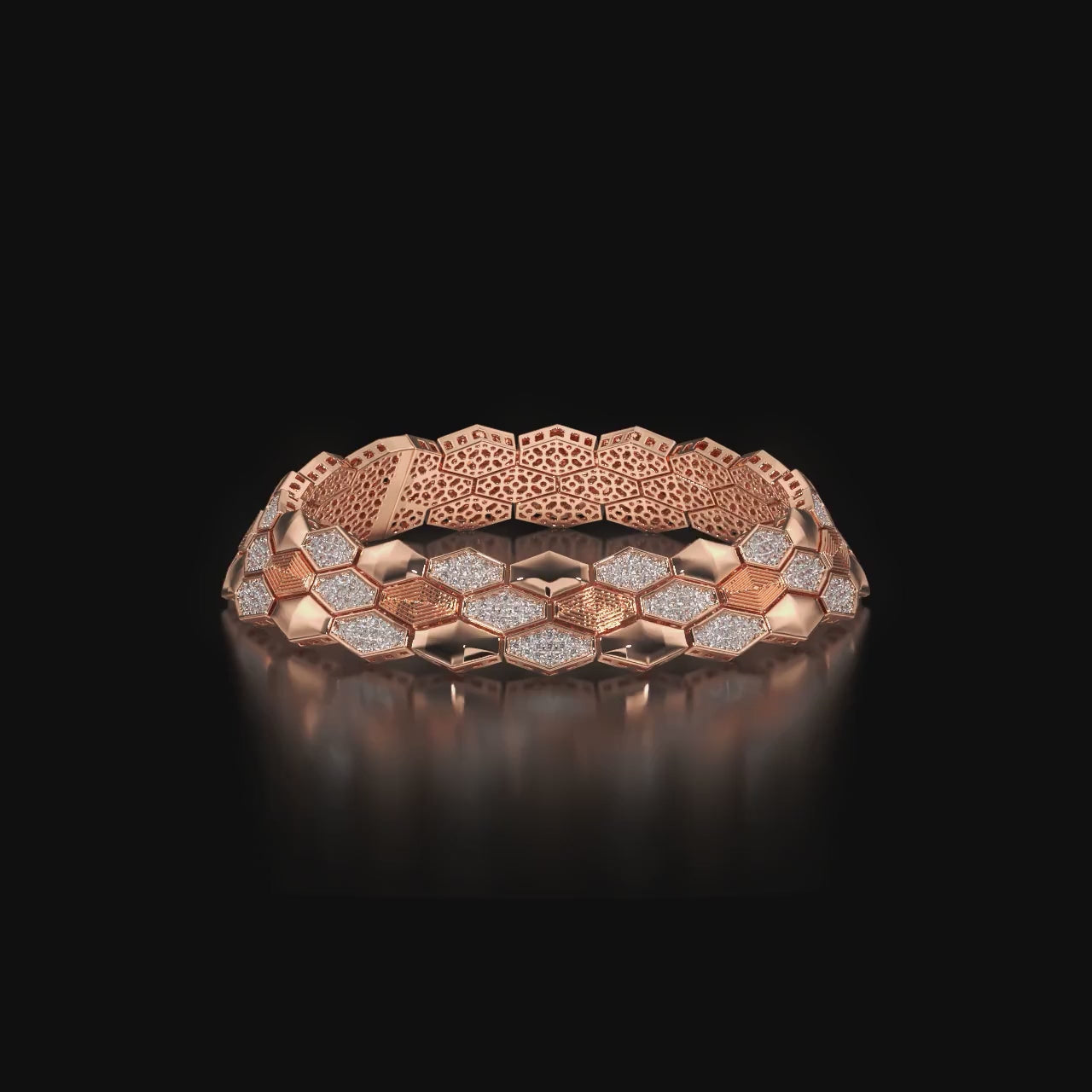 Luxury Men Honeycomb Silver Diamond Bracelet