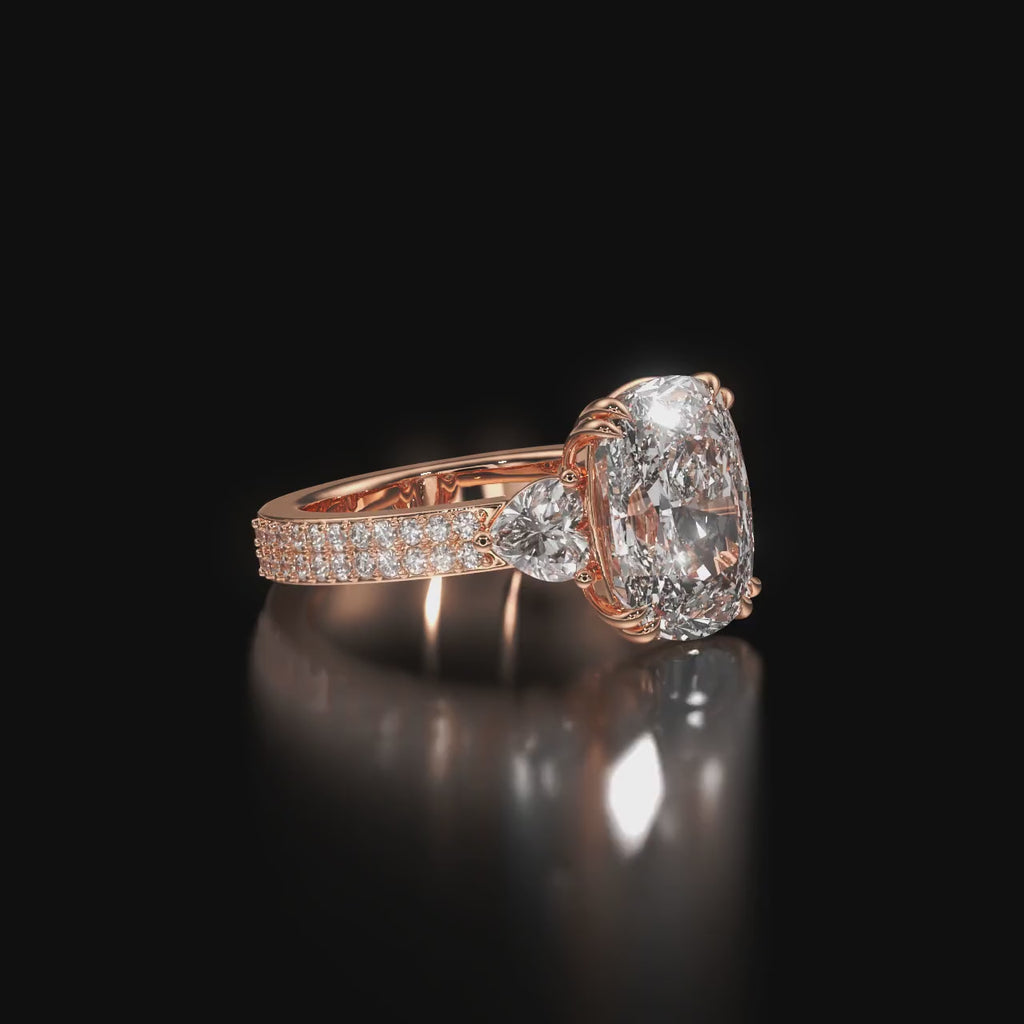 Cushion Cut Three Stone Engagement Ring For Women's