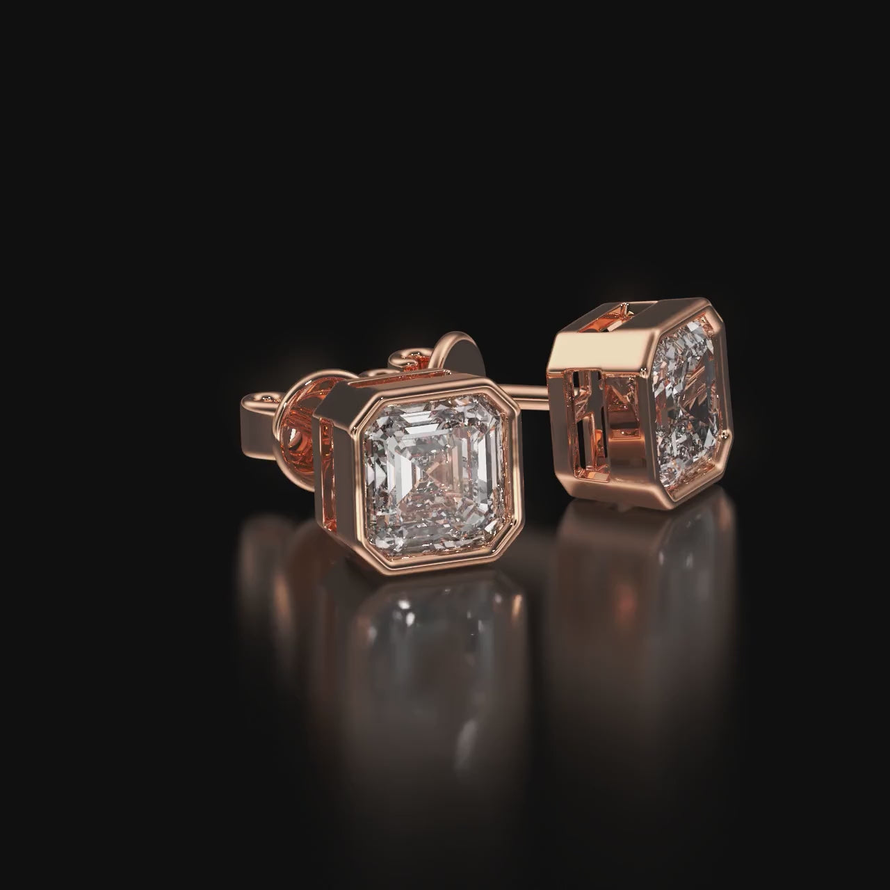 Princess Cut Moissanite Diamond Sterling Silver Men's Stud