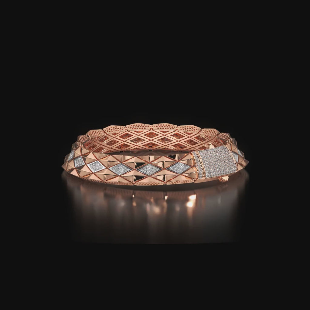Luxury Geometric Pavé Link Silver Bracelet