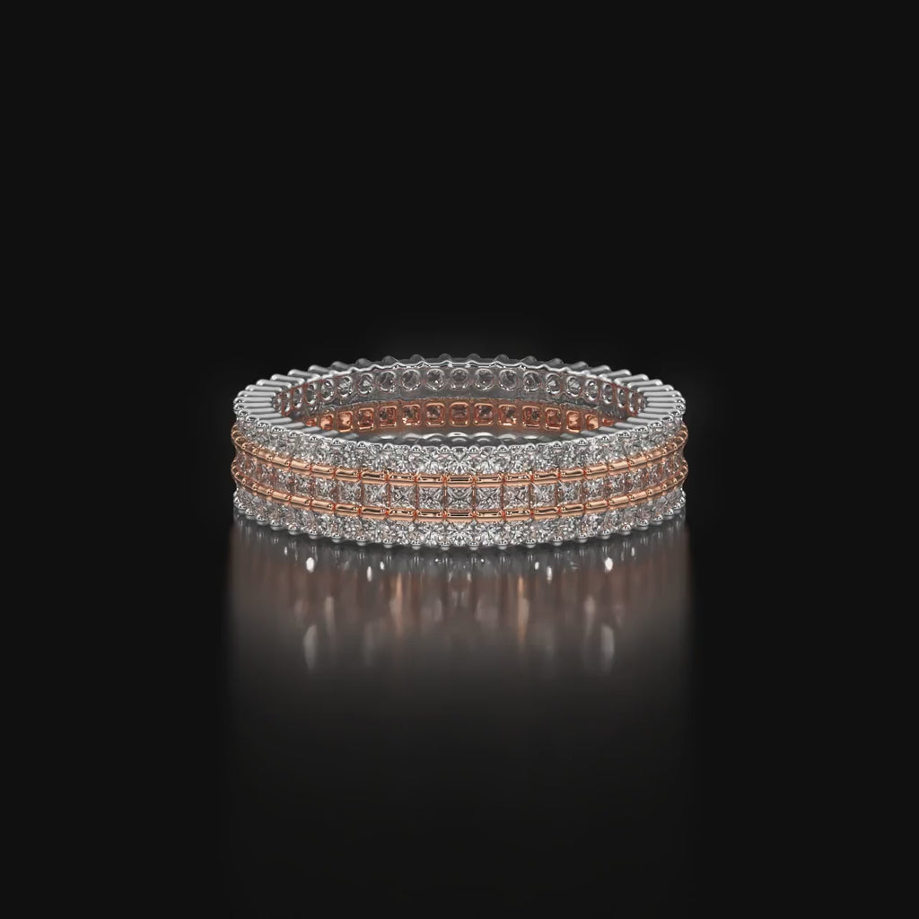Multi-Row Diamond Eternity Band Ring For Men's