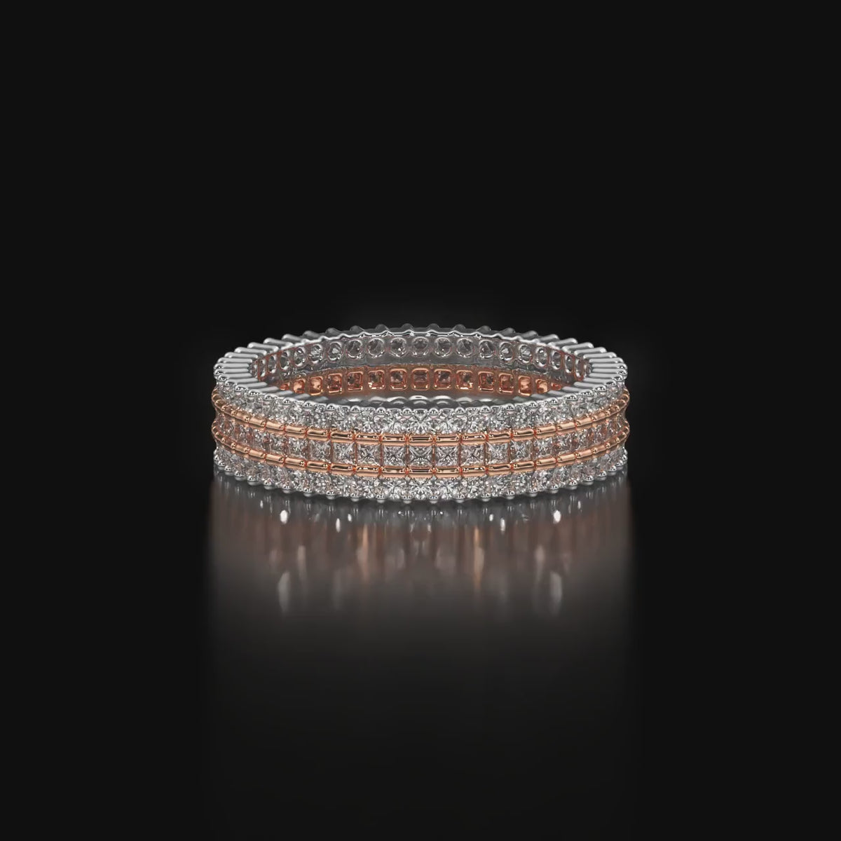 Multi-Row Diamond Eternity Band Ring For Men's