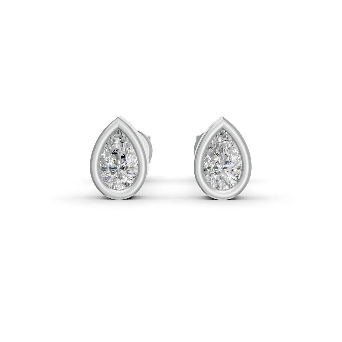 Silver Pear Cut Moissanite Stud Earrings (1 PC )