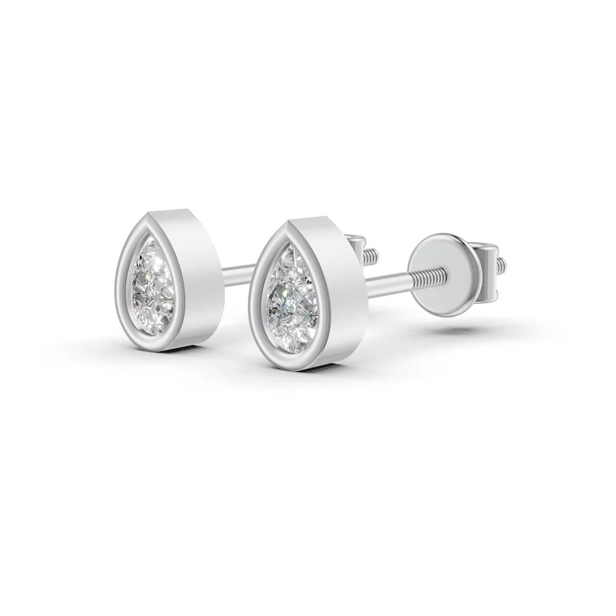 Silver Pear Cut Moissanite Stud Earrings (1 PC )