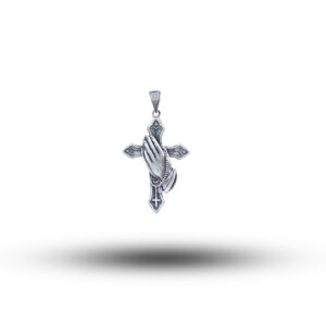 Praying Hands Cross 925 Sterling Silver Pendant