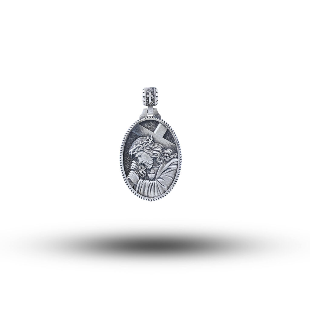 Jesus Carrying The Cross 925 Sterling Silver Pendant