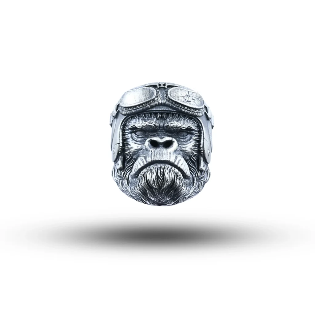Monkey Chimpanzee 925 Sterling Silver Ring