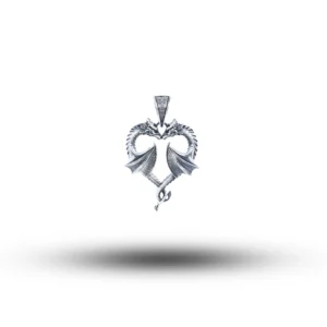 Dragons Creature Animal Love Heart 925 Sterling Silver Pendant