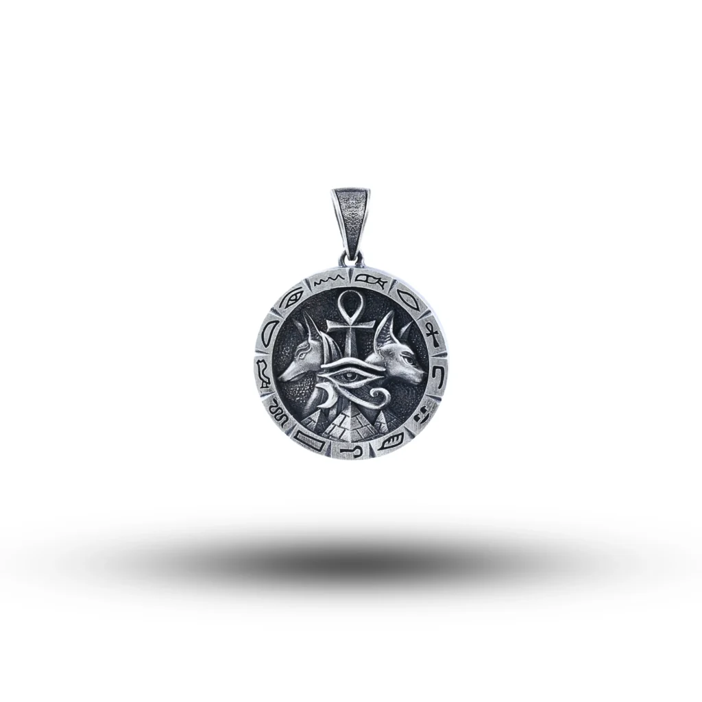Egyptian Twin Anubis 925 Sterling Silver Pendant