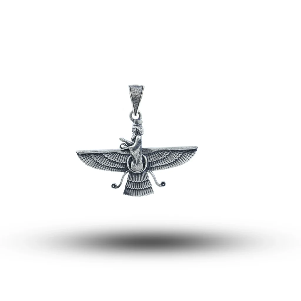 Faravahar 2D Parsi Zorostrian 925 Sterling Silver Pendant