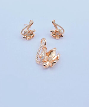 925 Silver Rose Gold Diamond Pendant Set for Women